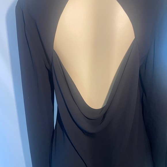 BCBGMaxAzria Black Long Sleeve Dress with Open Back - Picture 1 of 8